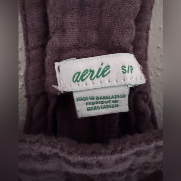 Aerie Lightweight Rolled Leg Gauze Cotton Tie Knot Overalls
Size Small Brown - Picture 5 of 10